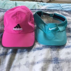 Nike Featherlight visor and Adidas hat bundle